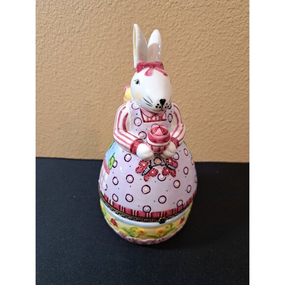 Villeroy & Boch Spring Bunnies 8' Porcelain Basket Hinged Trinket Box Ea… - Picture 2 of 9
